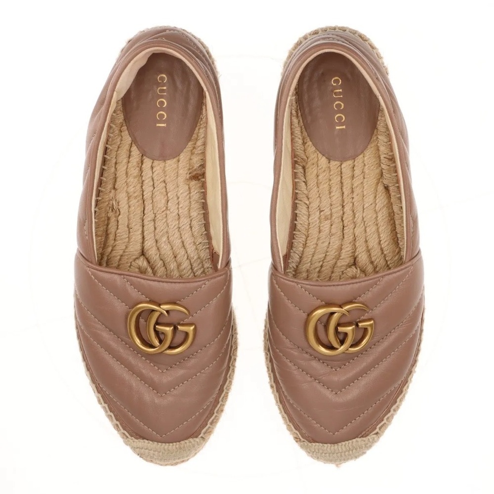 Authentic Gucci Leather Espadrille with Double G